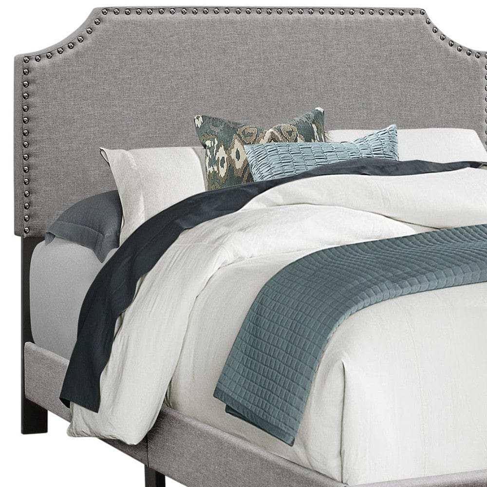 Gray Solid and Manufactured Wood Full Upholstered Faux Leather Bed Frame - Homeroots - Flyclothing LLC