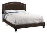 Brown Solid Wood Queen Upholstered Linen Bed Frame with Nailhead Trim - Homeroots - Flyclothing LLC