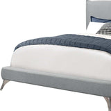 Gray Solid Wood Queen Upholstered Linen Bed Frame with Nailhead Trim - Homeroots - Flyclothing LLC