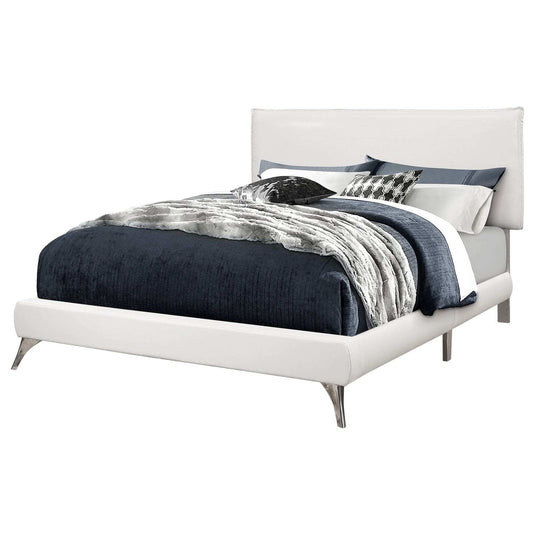 White Solid Wood Queen Upholstered Linen Bed Frame - Homeroots - Flyclothing LLC