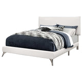 White Solid Wood Queen Upholstered Linen Bed Frame - Homeroots - Flyclothing LLC