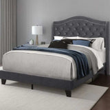 Solid Wood Queen Tufted Dark Gray And Gray Upholstered Velvet Bed - Homeroots - Flyclothing LLC