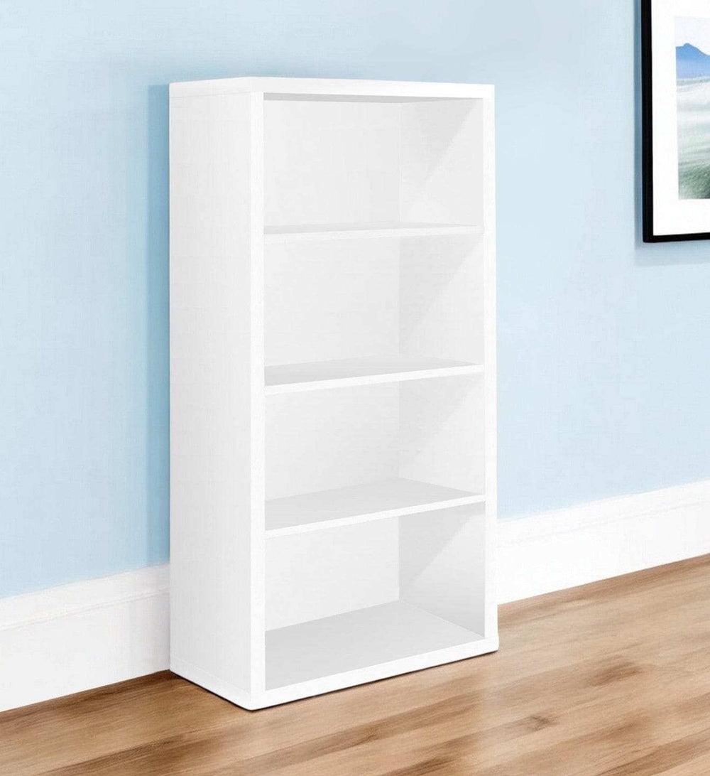 White Wood Adjustable Four Tier Bookcase - Homeroots - Flyclothing LLC