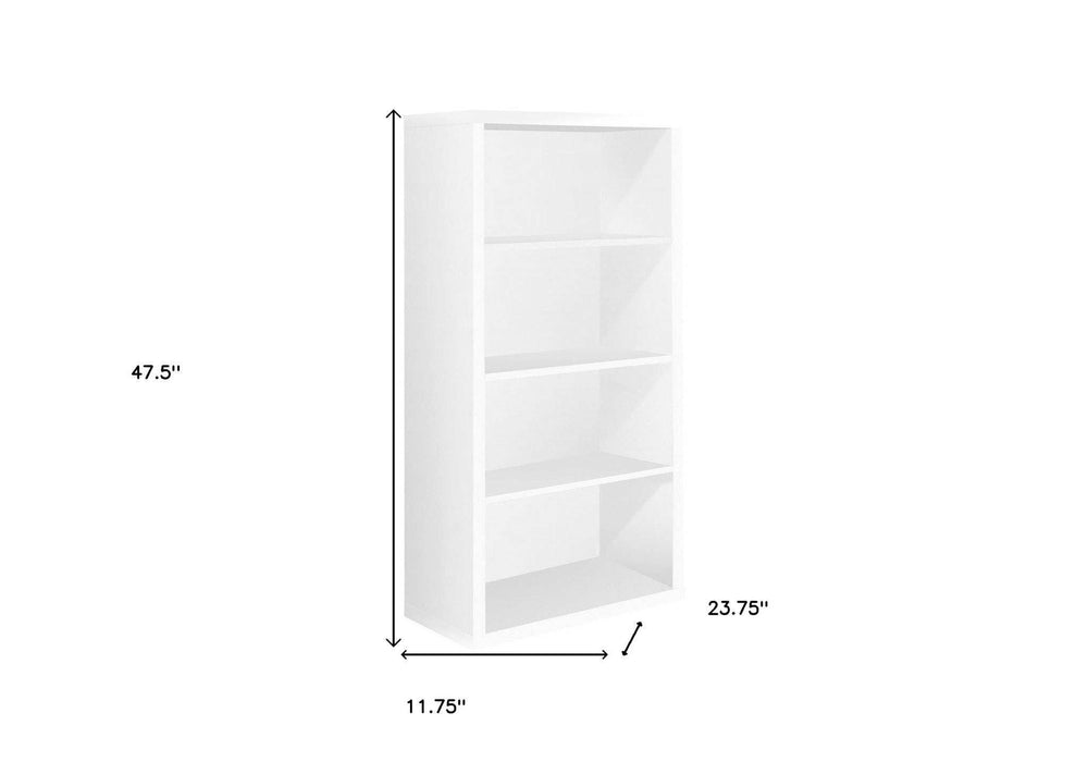 White Wood Adjustable Four Tier Bookcase - Homeroots - Flyclothing LLC