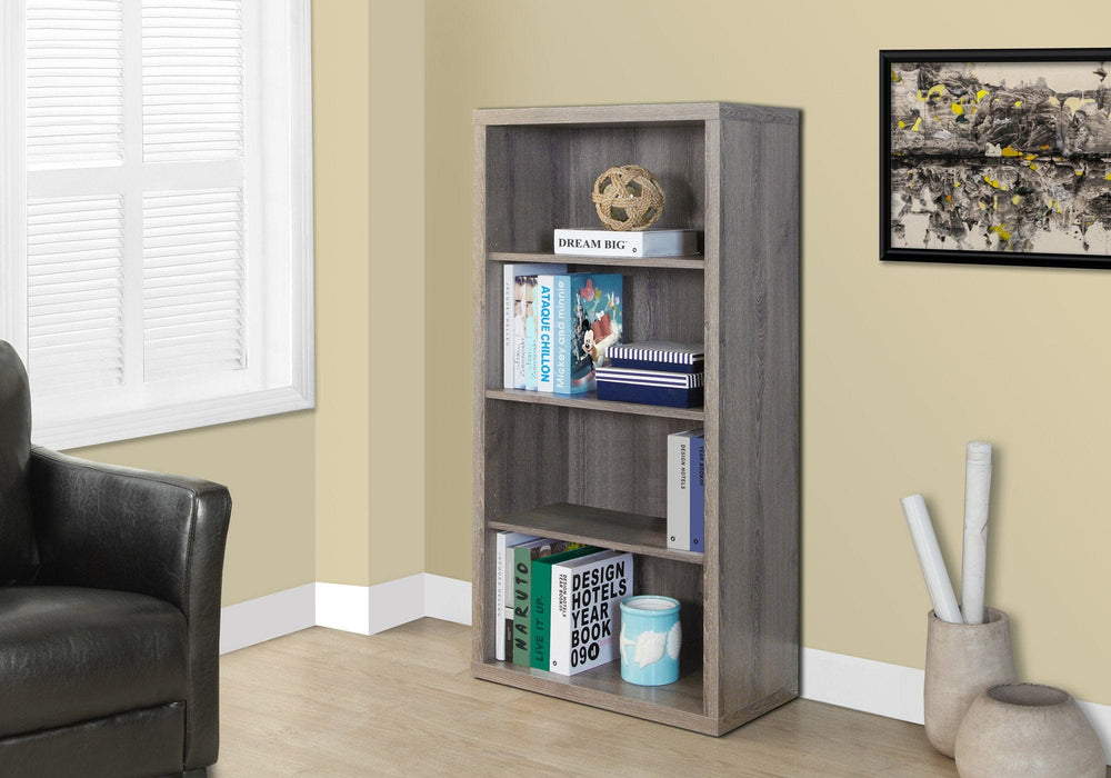 48" Dark Taupe Wood Bookcase - Homeroots - Flyclothing LLC