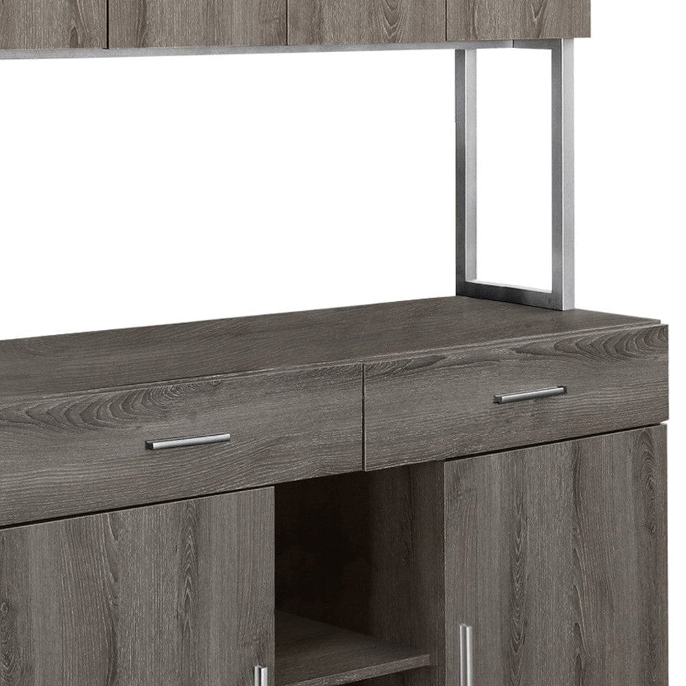 16.25" X 47.25" X 60" Dark Taupe Silver Particle Board Hollow Core Metal Office Cabinet - Homeroots - Flyclothing LLC