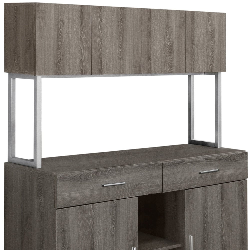 16.25" X 47.25" X 60" Dark Taupe Silver Particle Board Hollow Core Metal Office Cabinet - Homeroots - Flyclothing LLC