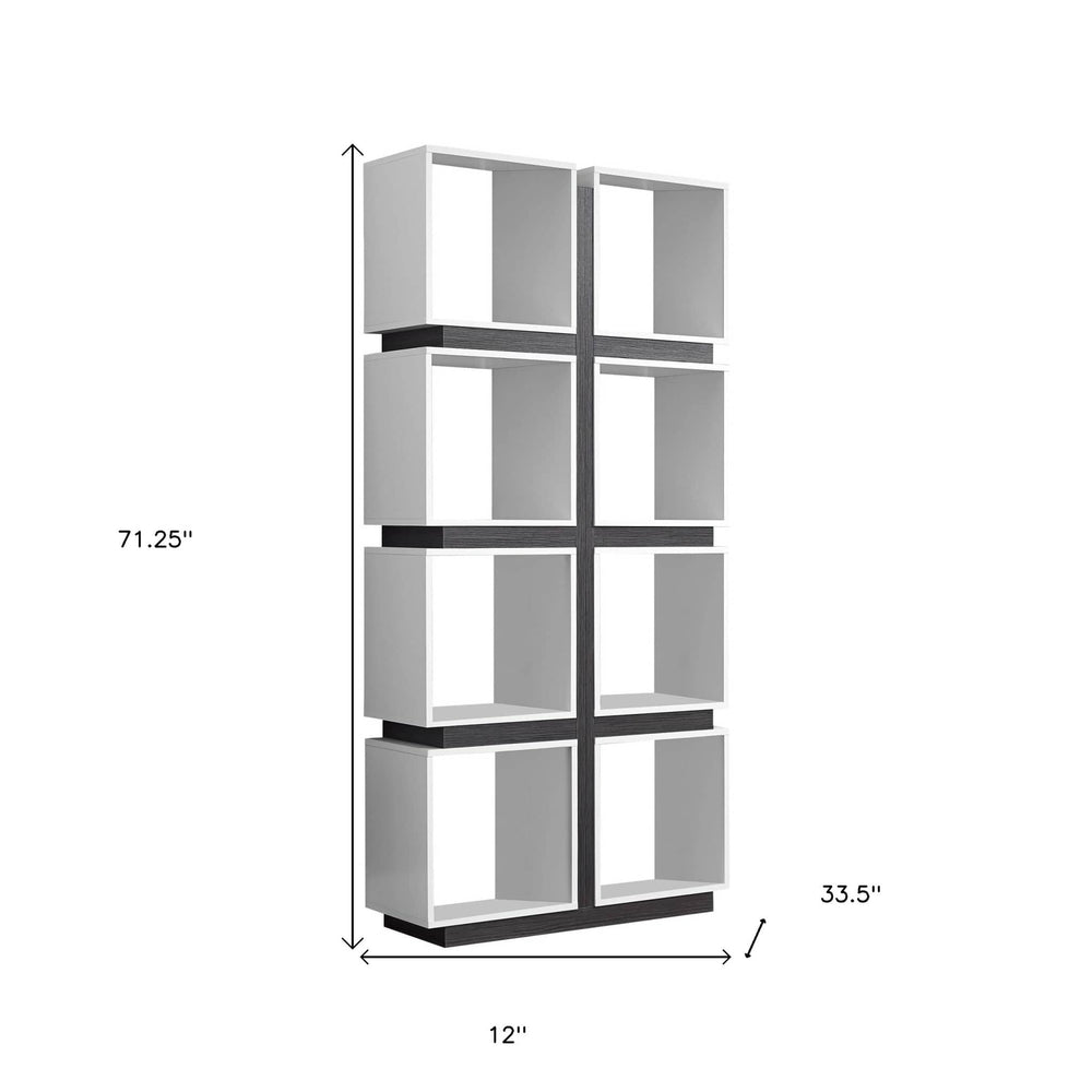 71" White Wood Eight Tier Cube Bookcase - Homeroots - Flyclothing LLC