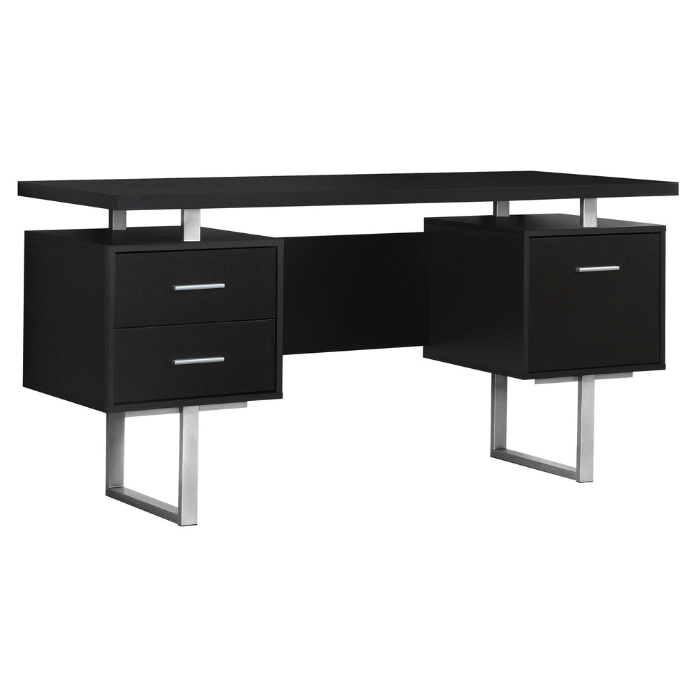 24" Black and Silver Computer Desk With Three Drawers - Homeroots - Flyclothing LLC