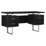 24" Black and Silver Computer Desk With Three Drawers - Homeroots - Flyclothing LLC