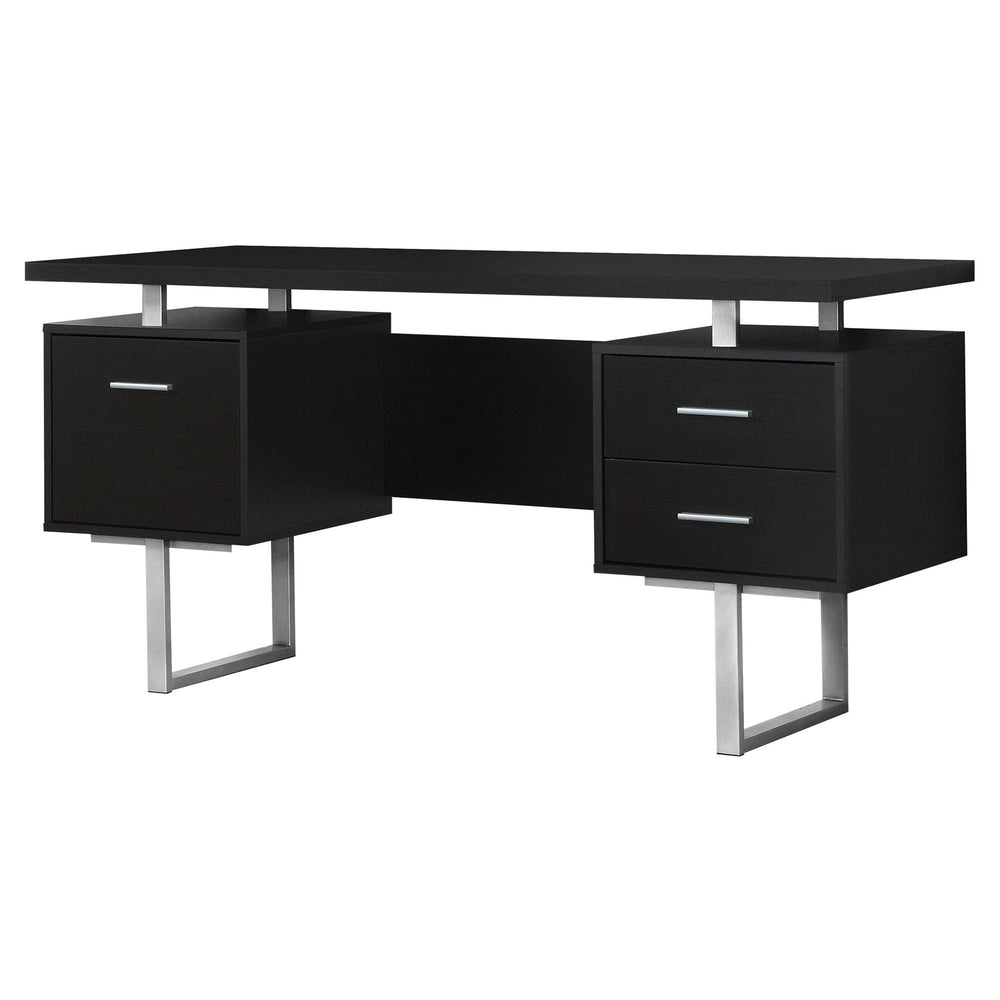 24" Black and Silver Computer Desk With Three Drawers - Homeroots - Flyclothing LLC