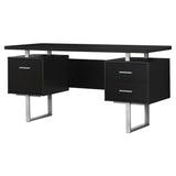 24" Black and Silver Computer Desk With Three Drawers - Homeroots - Flyclothing LLC