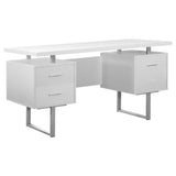 24" White and Silver Computer Desk With Three Drawers - Homeroots - Flyclothing LLC