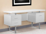 24" White and Silver Computer Desk With Three Drawers - Homeroots - Flyclothing LLC