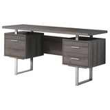 24" Taupe and Silver Computer Desk With Three Drawers - Homeroots - Flyclothing LLC