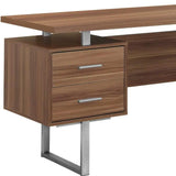 24" Brown and Silver Computer Desk With Three Drawers - Homeroots - Flyclothing LLC