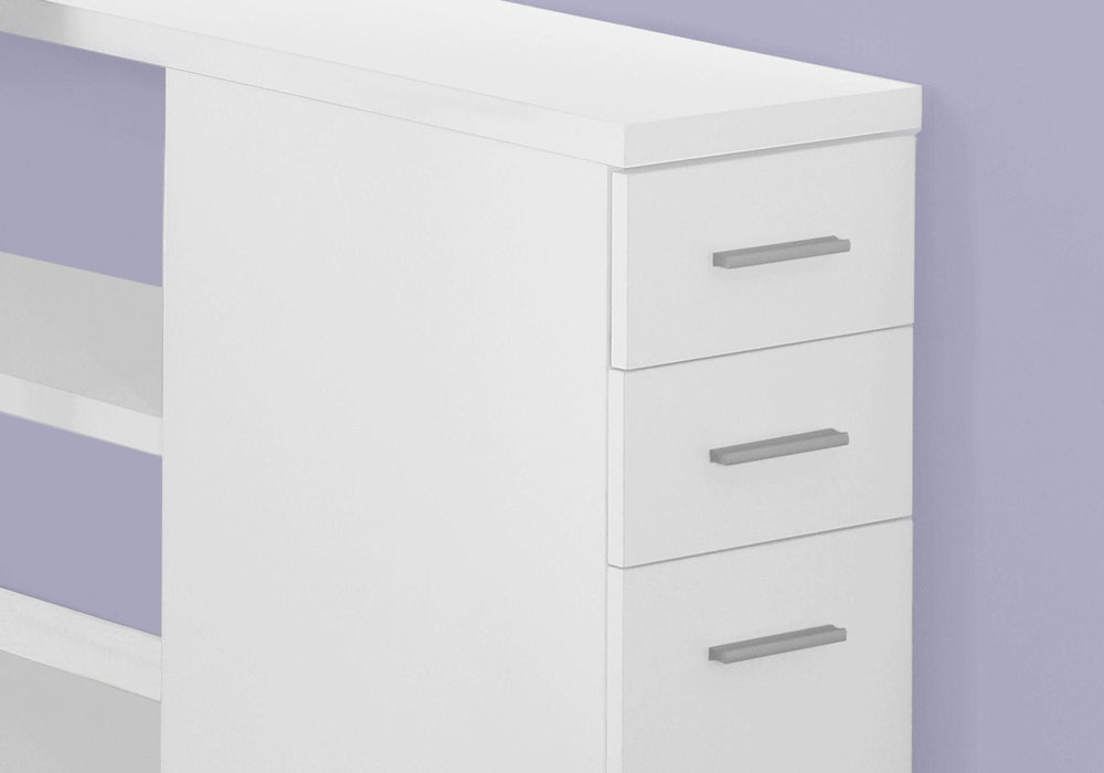 47" White and Silver L Shape Computer Desk With Three Drawers - Homeroots - Flyclothing LLC