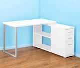 47" White and Silver L Shape Computer Desk With Three Drawers - Homeroots - Flyclothing LLC