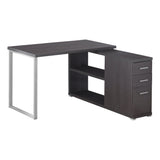 47" Gray and Silver L Shape Computer Desk With Three Drawers - Homeroots - Flyclothing LLC