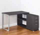 47" Gray and Silver L Shape Computer Desk With Three Drawers - Homeroots - Flyclothing LLC