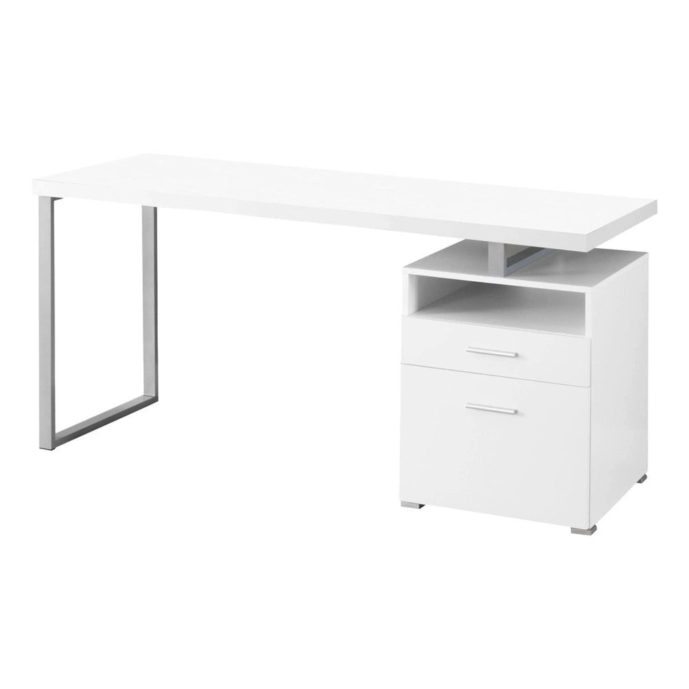 24" White and Silver Computer Desk With Two Drawers - Homeroots - Flyclothing LLC