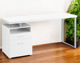24" White and Silver Computer Desk With Two Drawers - Homeroots - Flyclothing LLC