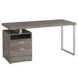 24" Taupe and Silver Computer Desk With Two Drawers - Homeroots - Flyclothing LLC