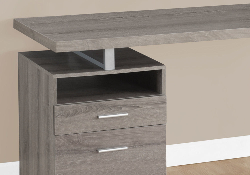 24" Taupe and Silver Computer Desk With Two Drawers - Homeroots - Flyclothing LLC