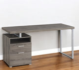 24" Taupe and Silver Computer Desk With Two Drawers - Homeroots - Flyclothing LLC