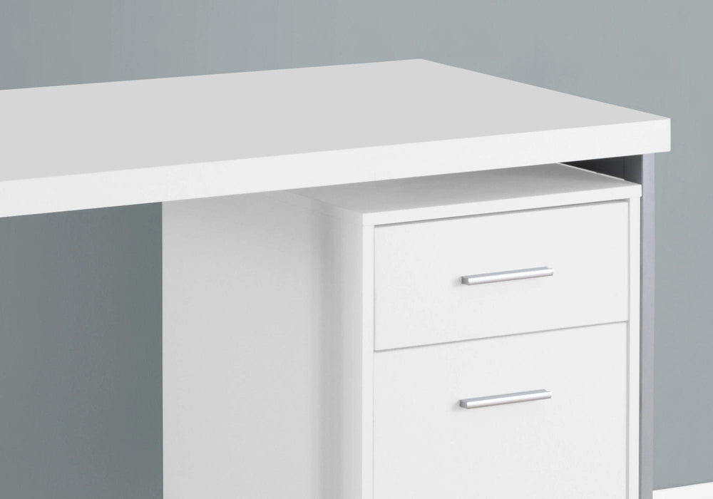 24" White and Silver Computer Desk With Two Drawers - Homeroots - Flyclothing LLC