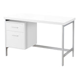 24" White and Silver Computer Desk With Two Drawers - Homeroots - Flyclothing LLC