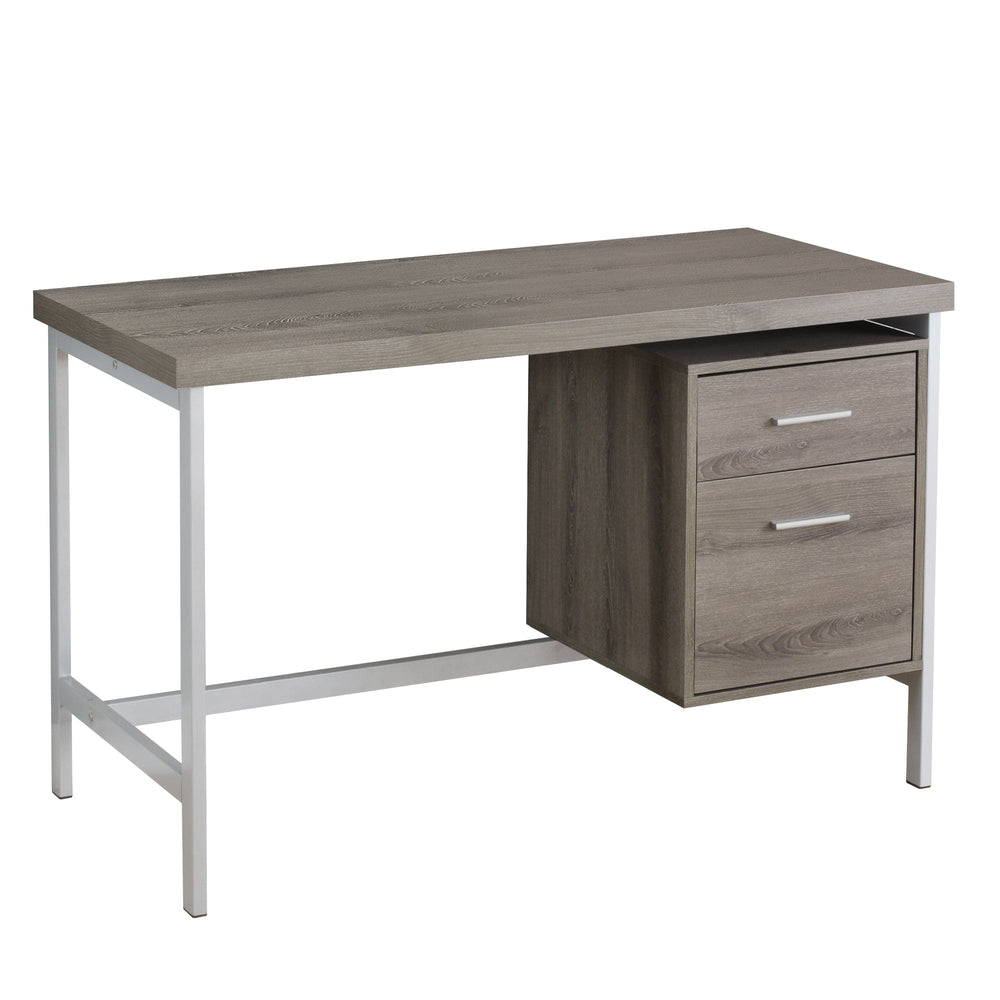 24" Taupe and Silver Computer Desk With Two Drawers - Homeroots - Flyclothing LLC