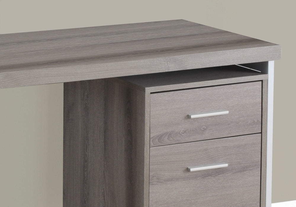 24" Taupe and Silver Computer Desk With Two Drawers - Homeroots - Flyclothing LLC
