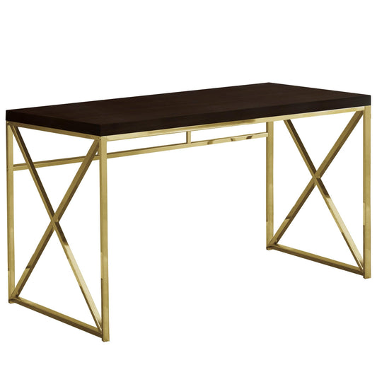 47" Espresso and Gold Writing Desk - Homeroots