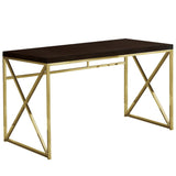 47" Espresso and Gold Writing Desk - Homeroots - Flyclothing LLC