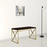 47" Espresso and Gold Writing Desk - Homeroots - Flyclothing LLC