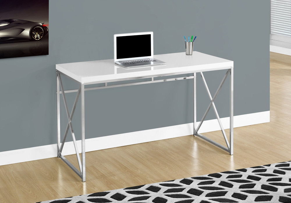 24" White and Silver Computer Desk - Homeroots - Flyclothing LLC
