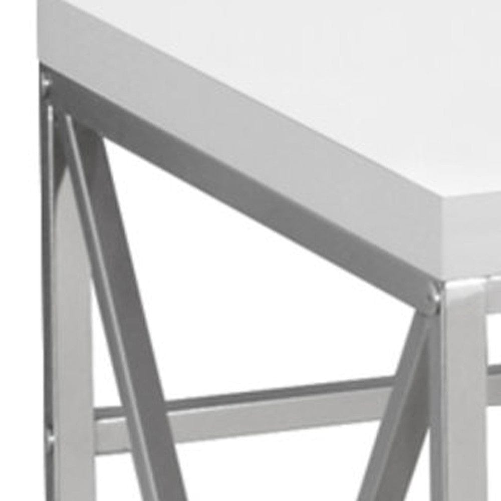 24" White and Silver Computer Desk - Homeroots - Flyclothing LLC
