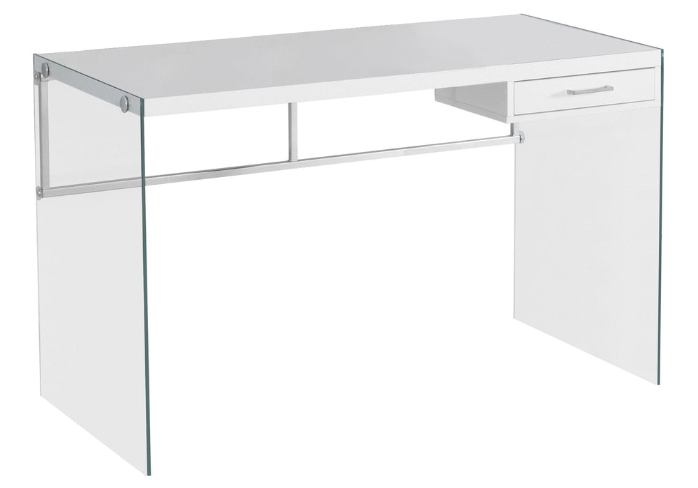 48" White and Clear Computer Desk - Homeroots - Flyclothing LLC