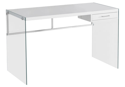 48" White and Clear Computer Desk - Homeroots
