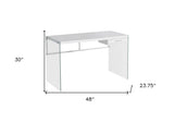 48" White and Clear Computer Desk - Homeroots - Flyclothing LLC