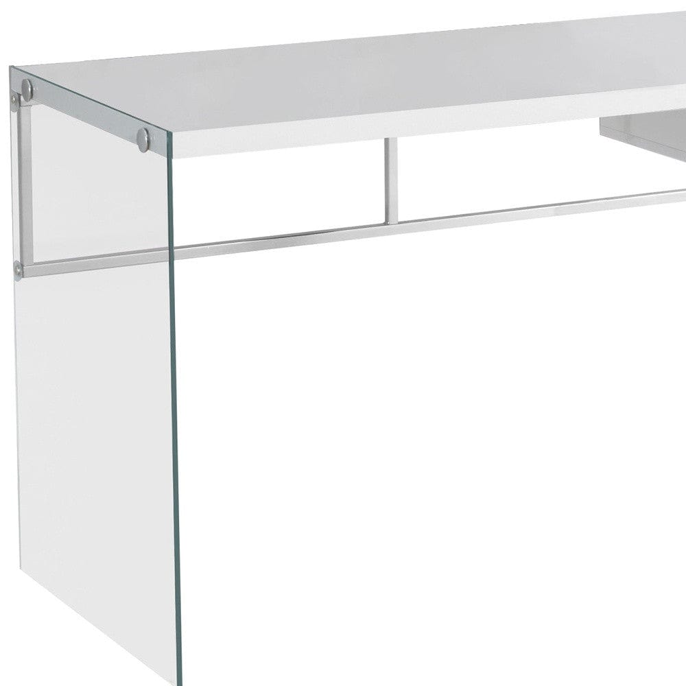 48" White and Clear Computer Desk - Homeroots - Flyclothing LLC