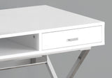 24" White and Silver Computer Desk With Two Drawers - Homeroots - Flyclothing LLC