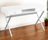 24" White and Silver Computer Desk With Two Drawers - Homeroots - Flyclothing LLC