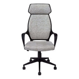 Black Microfiber Seat Swivel Adjustable Executive Chair Fabric Back Plastic Frame - Homeroots - Flyclothing LLC