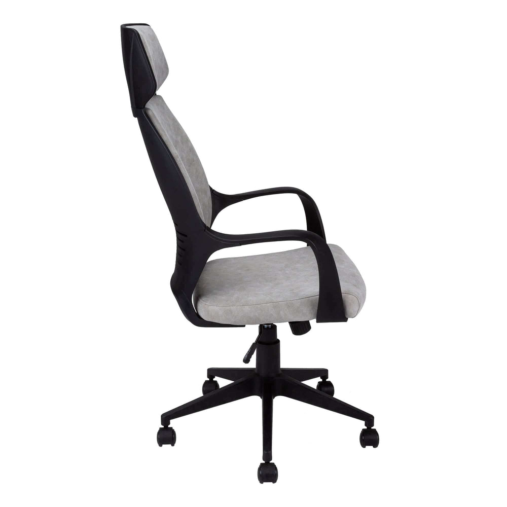 Black Microfiber Seat Swivel Adjustable Executive Chair Fabric Back Plastic Frame - Homeroots - Flyclothing LLC