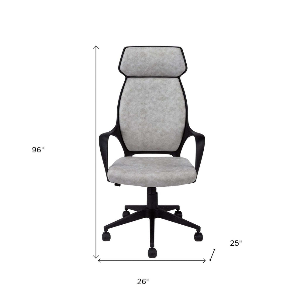 Black Microfiber Seat Swivel Adjustable Executive Chair Fabric Back Plastic Frame - Homeroots - Flyclothing LLC