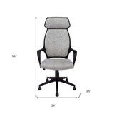 Black Microfiber Seat Swivel Adjustable Executive Chair Fabric Back Plastic Frame - Homeroots - Flyclothing LLC