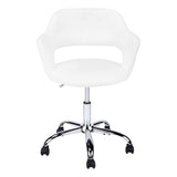 White and Silver Adjustable Swivel Fabric Rolling Office Chair - Homeroots - Flyclothing LLC