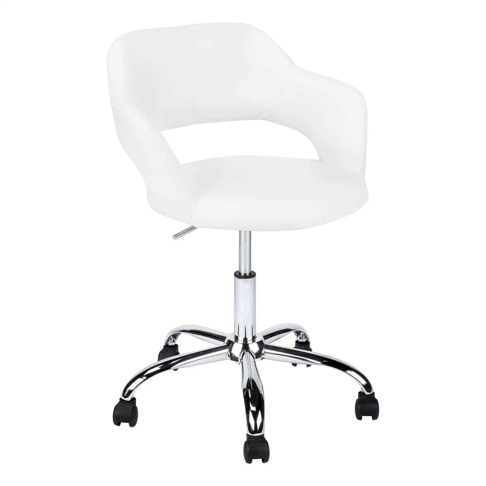 White and Silver Adjustable Swivel Fabric Rolling Office Chair - Homeroots - Flyclothing LLC